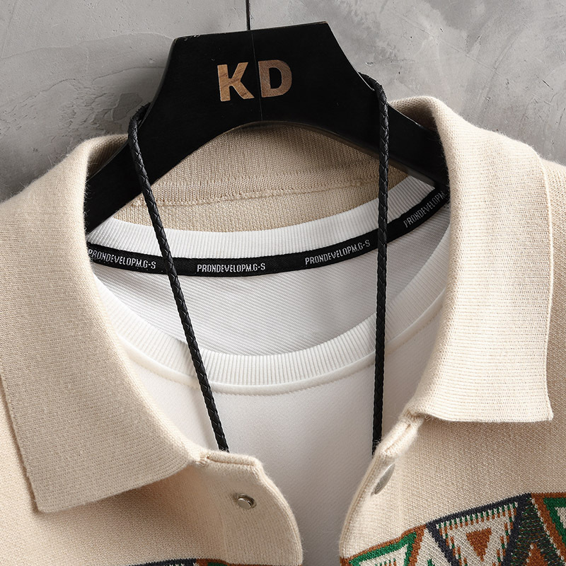 Chaqueta de punto con cuello estilo mosaico