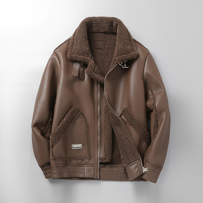 Chaqueta de cuero Sherpa Maverick