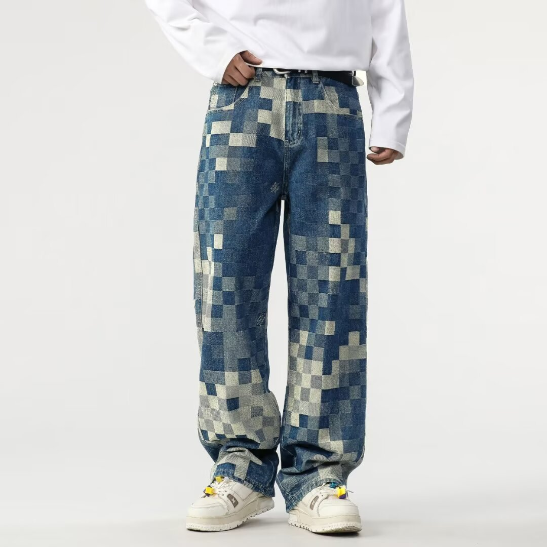 Jeans de mezclilla estilo mosaico