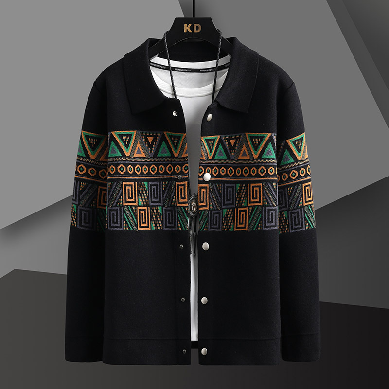 Chaqueta de punto con cuello estilo mosaico