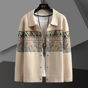 Chaqueta de punto con cuello estilo mosaico