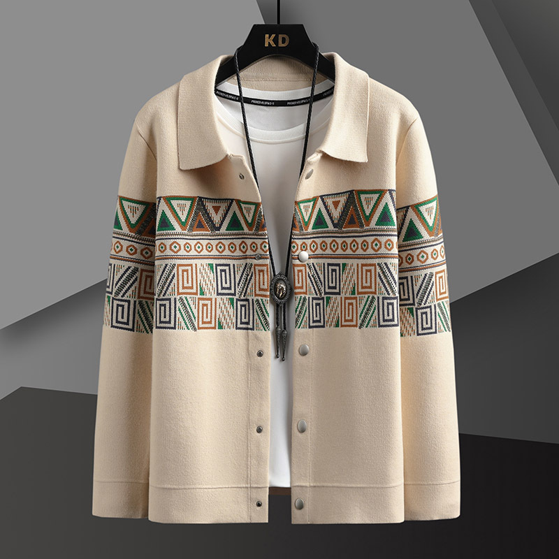 Chaqueta de punto con cuello estilo mosaico
