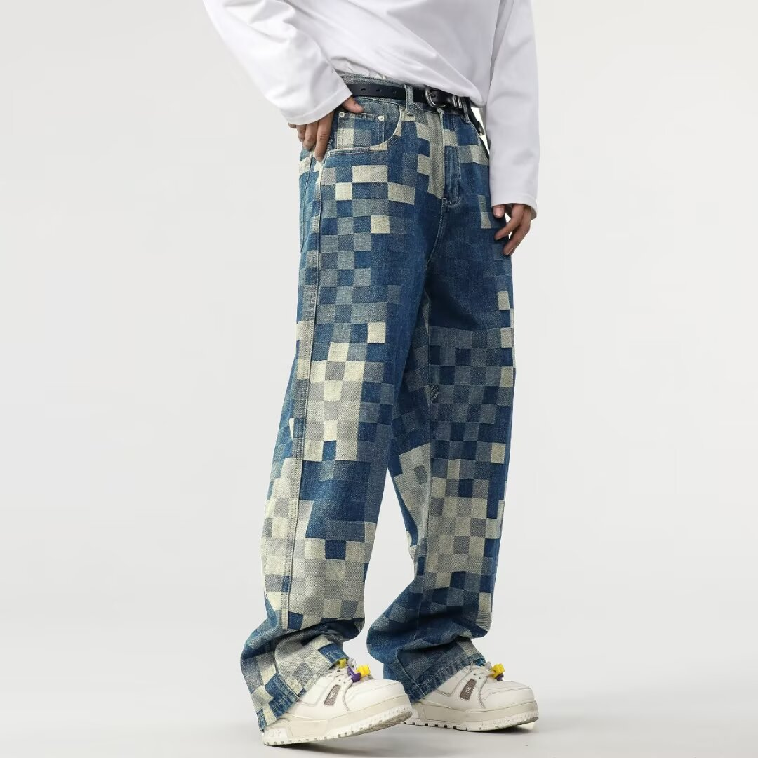 Jeans de mezclilla estilo mosaico
