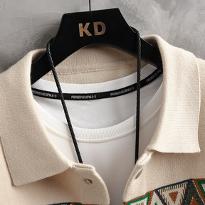 Chaqueta de punto con cuello estilo mosaico